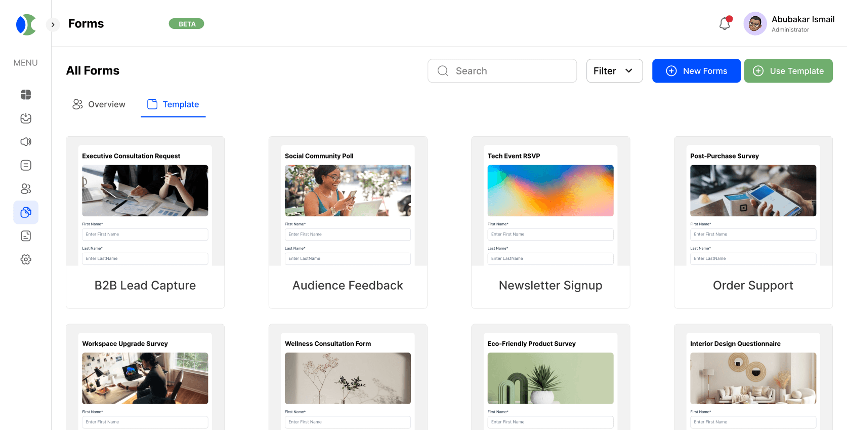 Forms dashboard