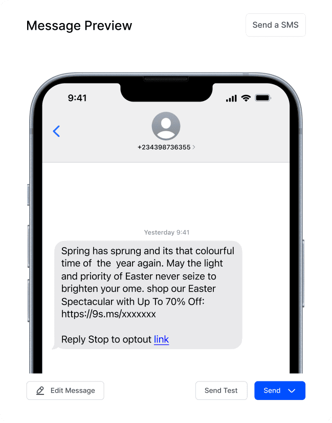 SMS campaign preview