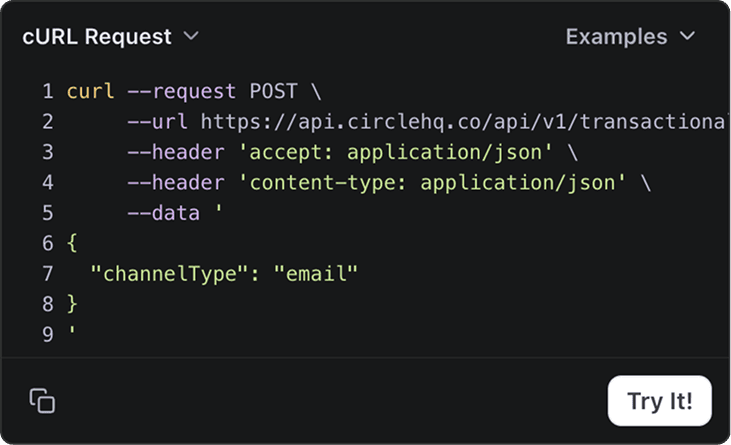 cURL request example