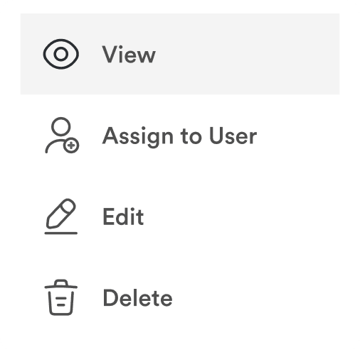 User management actions menu