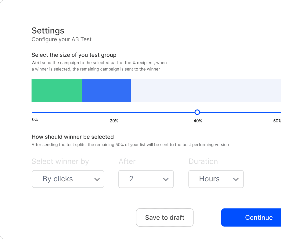 A/B testing settings