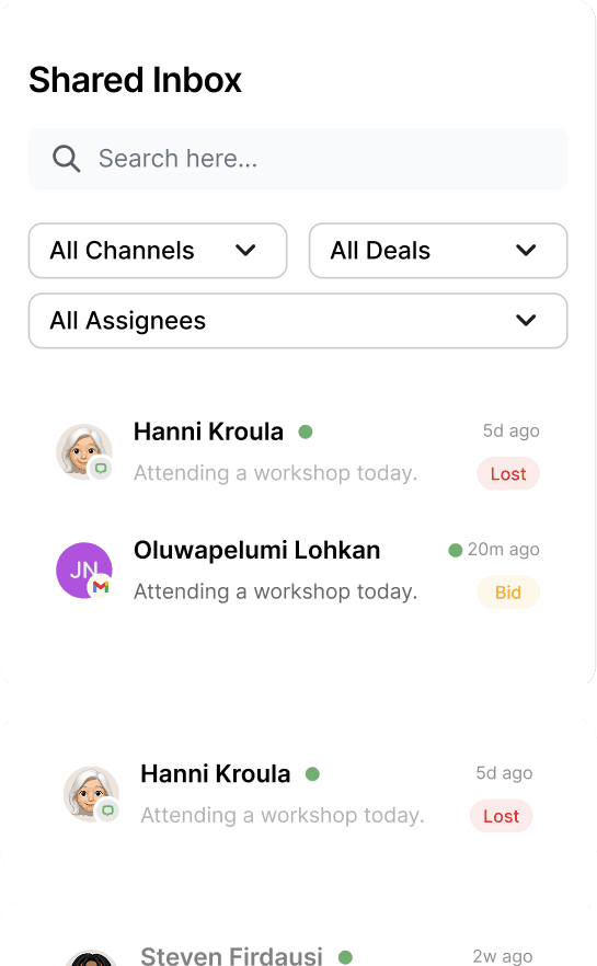 Shared inbox panel