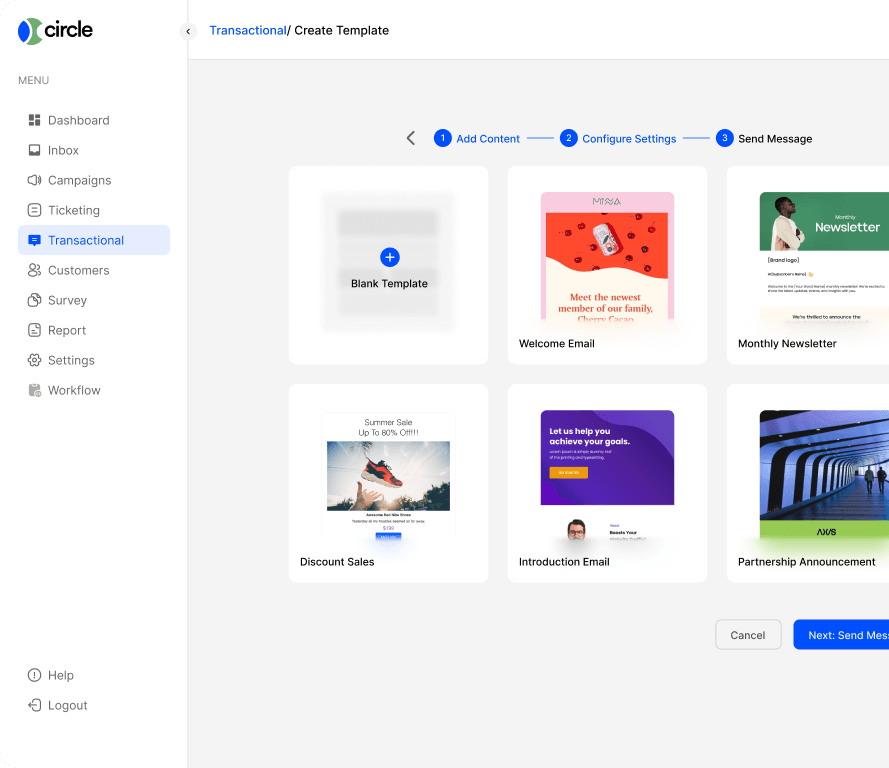 Create transactional template