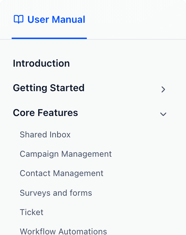 User manual sidebar